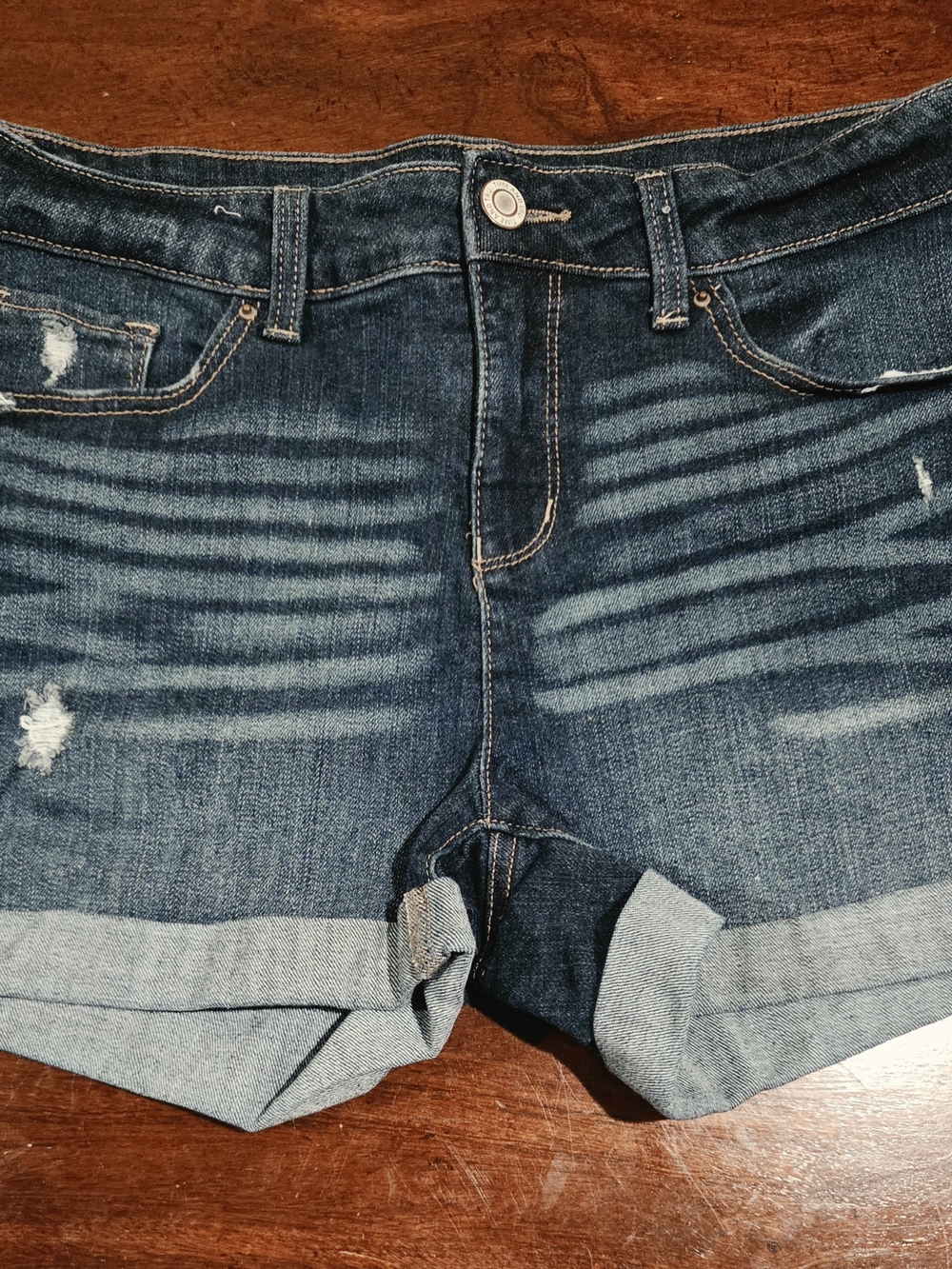 Time and Tru Dark Blue Denim Roll-Cuff Women's Shorts Size 10